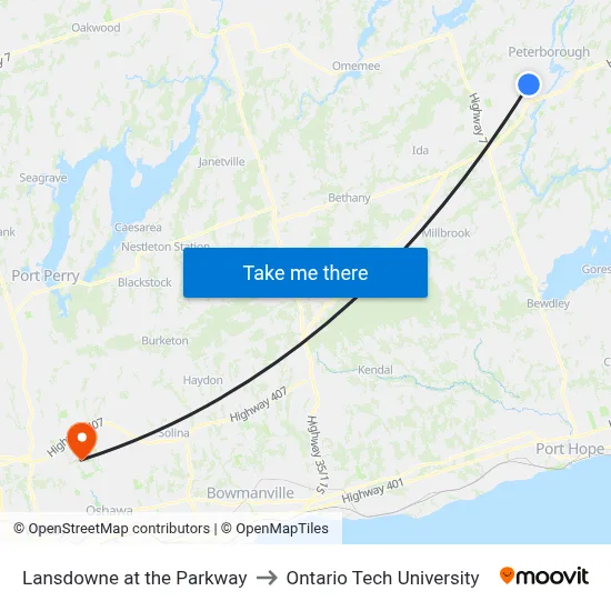 Lansdowne at the Parkway to Ontario Tech University map
