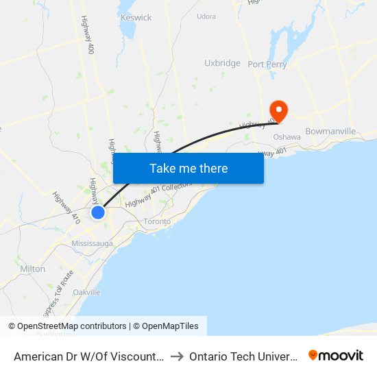 American Dr W/Of Viscount Rd to Ontario Tech University map