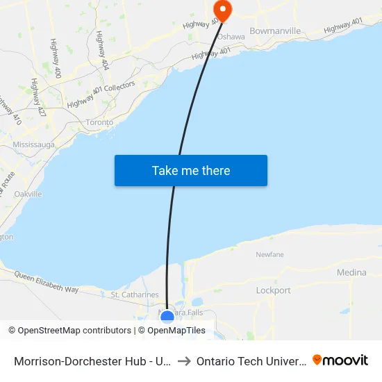 Morrison-Dorchester Hub - Upper to Ontario Tech University map