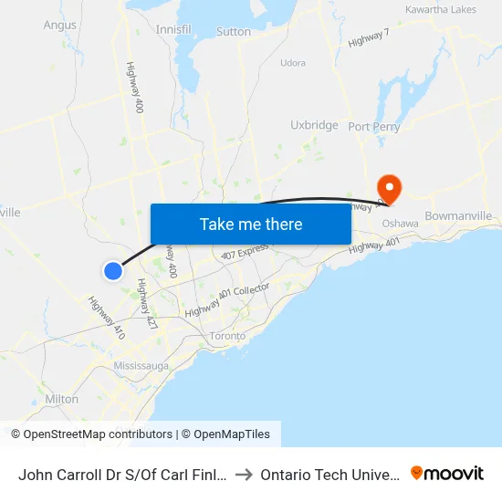 John Carroll Dr S/Of Carl Finlay Dr to Ontario Tech University map
