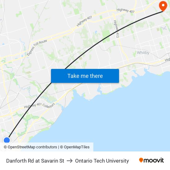 Danforth Rd at Savarin St to Ontario Tech University map