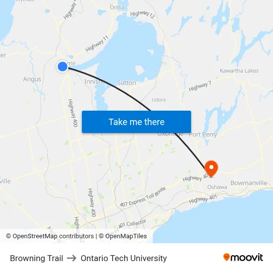 Browning Trail to Ontario Tech University map