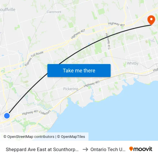 Sheppard Ave East at Scunthorpe Rd West Side to Ontario Tech University map