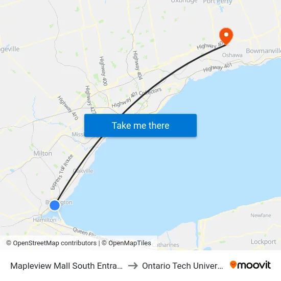 Mapleview Mall South Entrance to Ontario Tech University map