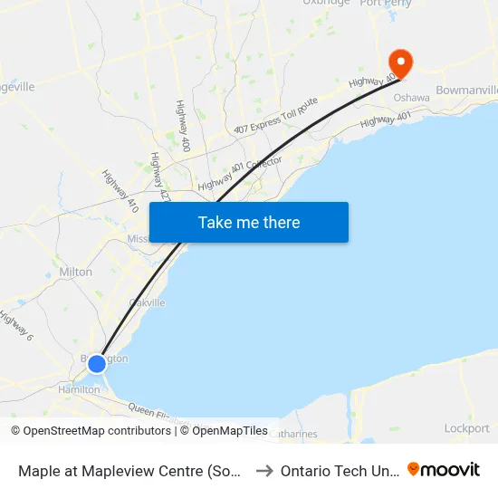 Maple at Mapleview Centre (South Entrance) to Ontario Tech University map