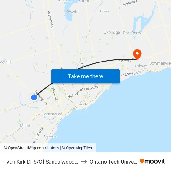 Van Kirk Dr S/Of Sandalwood Pkwy to Ontario Tech University map