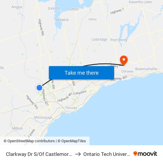 Clarkway Dr S/Of Castlemore Rd to Ontario Tech University map