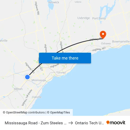 Mississauga Road - Zum Steeles Station Stop Eb to Ontario Tech University map