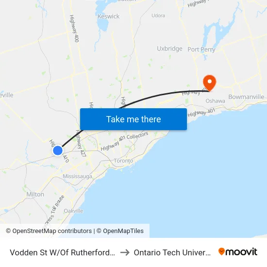 Vodden St W/Of Rutherford Rd to Ontario Tech University map