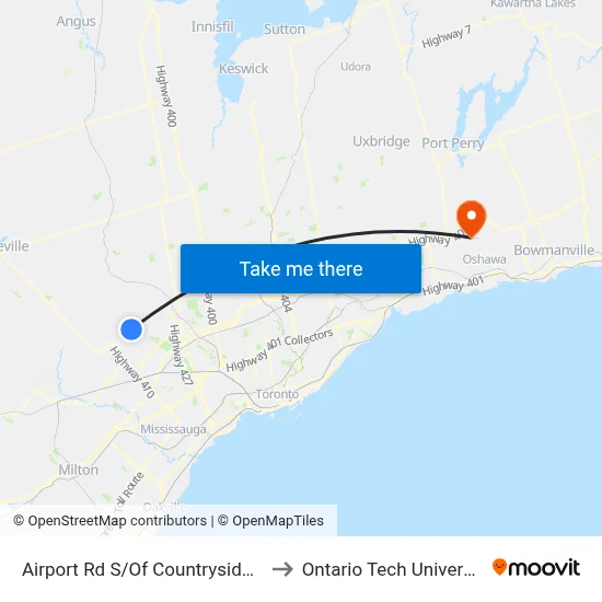 Airport Rd S/Of Countryside Dr to Ontario Tech University map