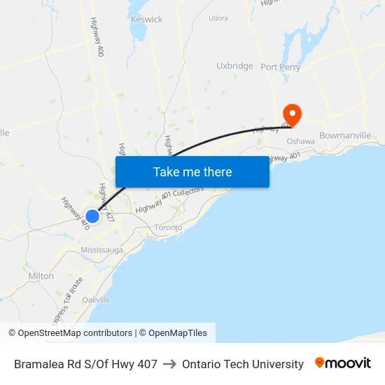 Bramalea Rd S/Of Hwy 407 to Ontario Tech University map