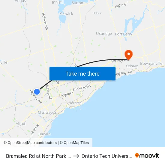 Bramalea Rd at North Park Dr to Ontario Tech University map