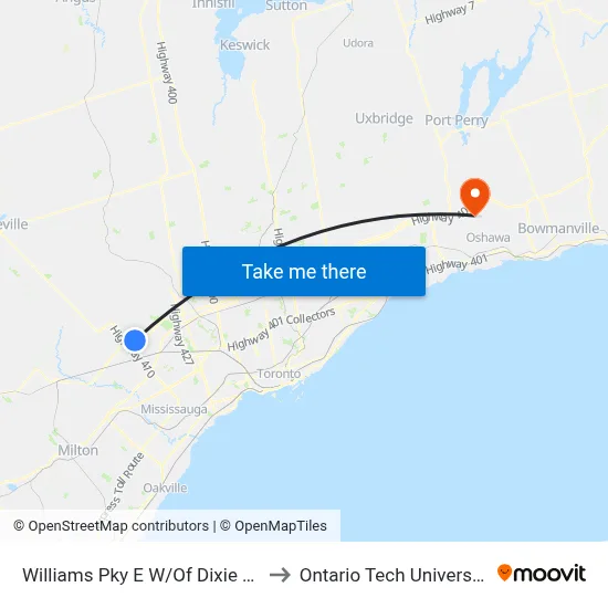 Williams Pky E W/Of Dixie Rd to Ontario Tech University map