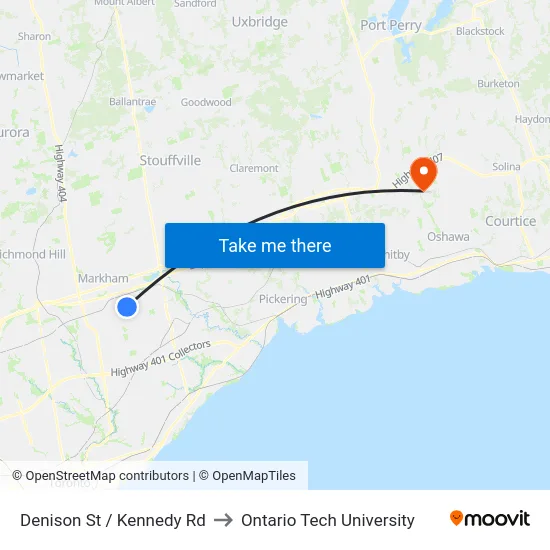 Denison St / Kennedy Rd to Ontario Tech University map