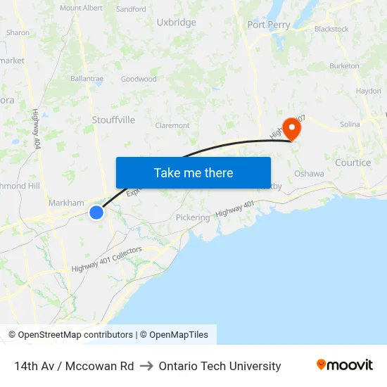 14th Av / Mccowan Rd to Ontario Tech University map