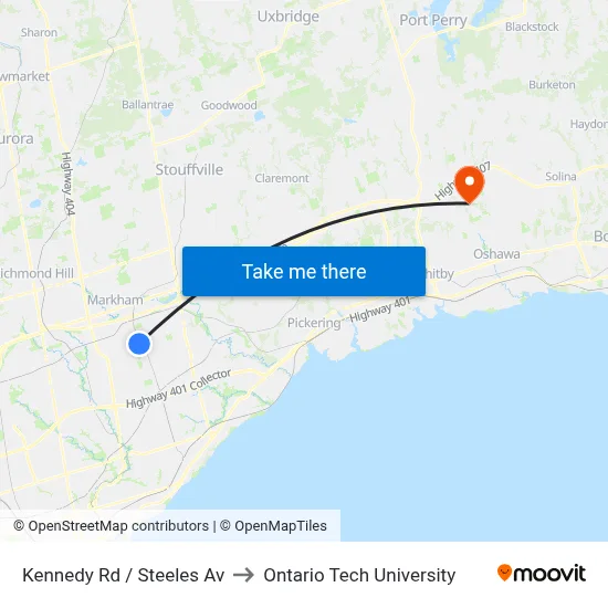 Kennedy Rd / Steeles Av to Ontario Tech University map