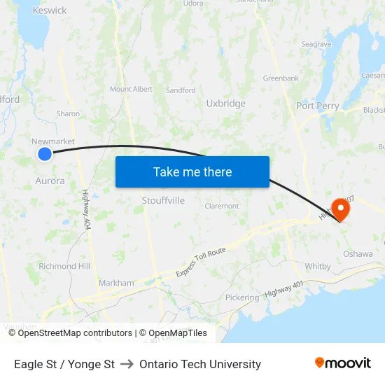 Eagle St / Yonge St to Ontario Tech University map