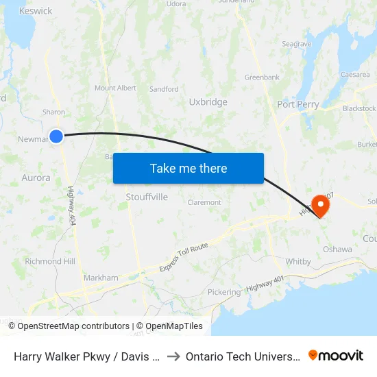 Harry Walker Pkwy / Davis Dr to Ontario Tech University map