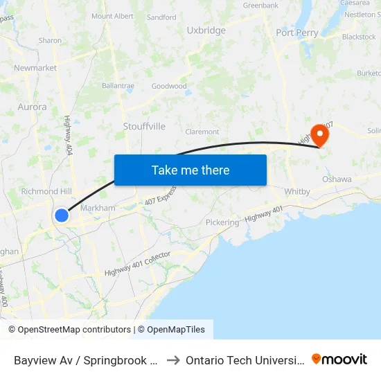Bayview Av / Springbrook Dr to Ontario Tech University map