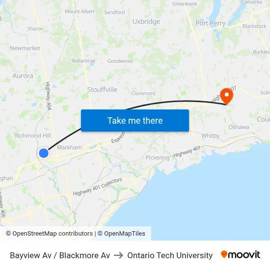 Bayview Av / Blackmore Av to Ontario Tech University map