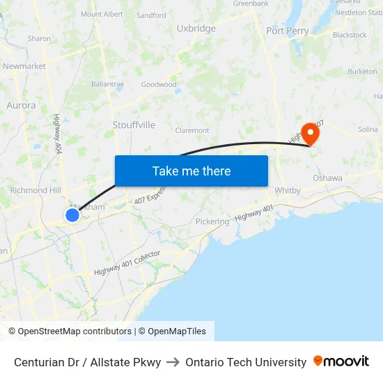 Centurian Dr / Allstate Pkwy to Ontario Tech University map