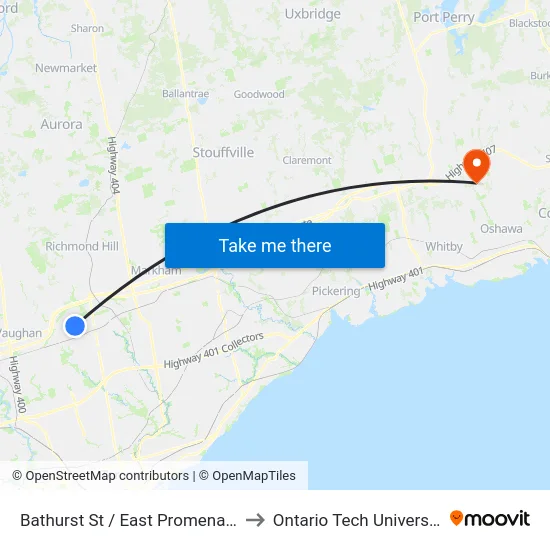 Bathurst St / East Promenade to Ontario Tech University map