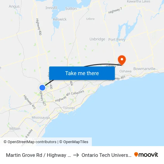 Martin Grove Rd / Highway 27 to Ontario Tech University map