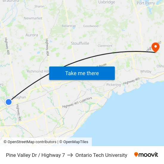 Pine Valley Dr / Highway 7 to Ontario Tech University map