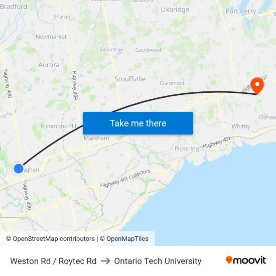 Weston Rd / Roytec Rd to Ontario Tech University map