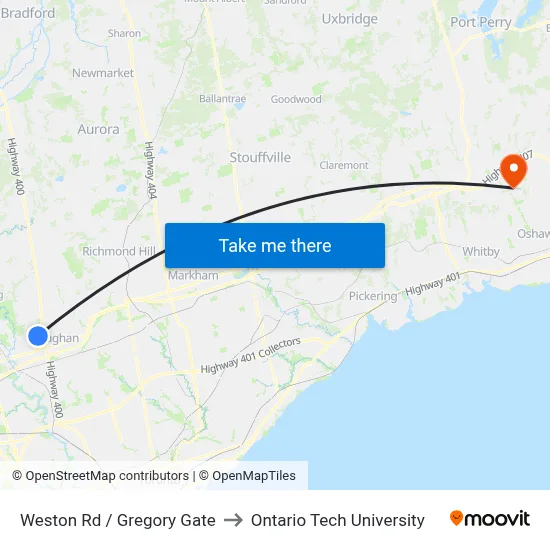 Weston Rd / Gregory Gate to Ontario Tech University map