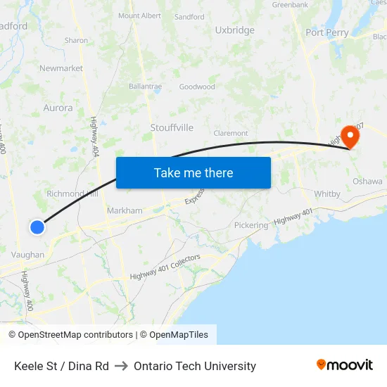 Keele St / Dina Rd to Ontario Tech University map