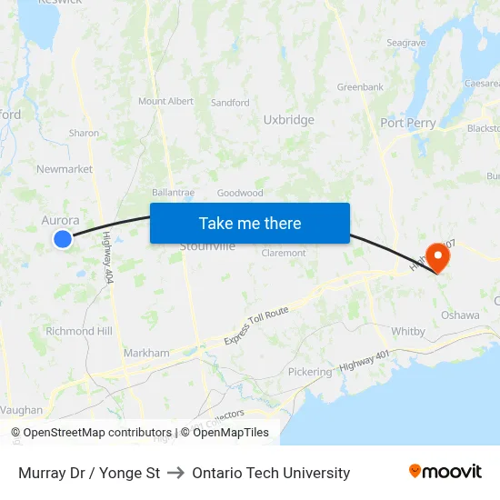 Murray Dr / Yonge St to Ontario Tech University map