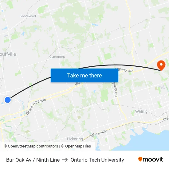 Bur Oak Av / Ninth Line to Ontario Tech University map