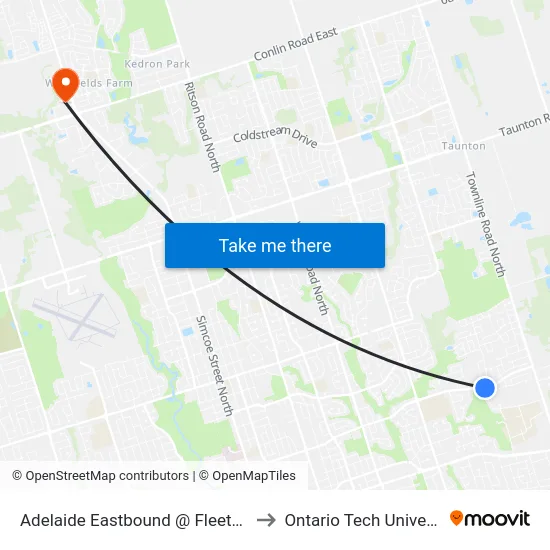 Adelaide Eastbound @ Fleetwood to Ontario Tech University map