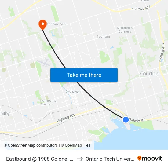 Eastbound @ 1908 Colonel Sam to Ontario Tech University map