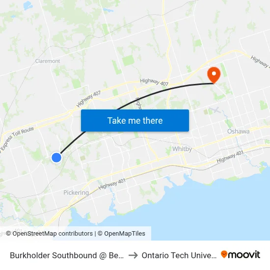 Burkholder Southbound @ Belcourt to Ontario Tech University map