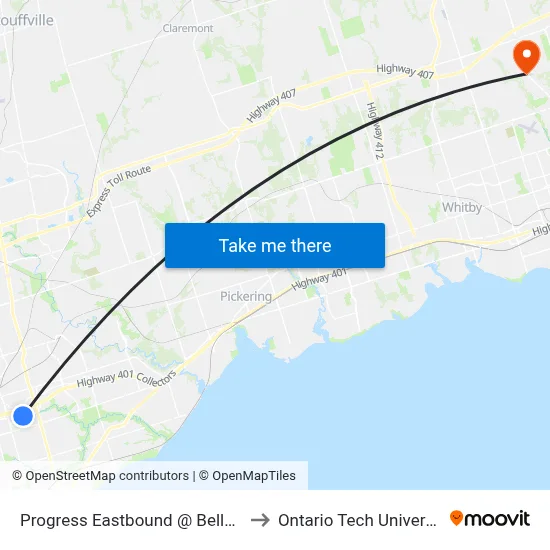 Progress Eastbound @ Bellamy to Ontario Tech University map