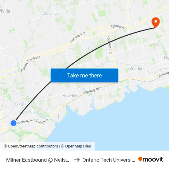 Milner Eastbound @ Neilson to Ontario Tech University map
