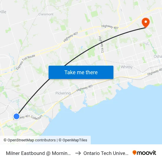 Milner Eastbound @ Morningside to Ontario Tech University map