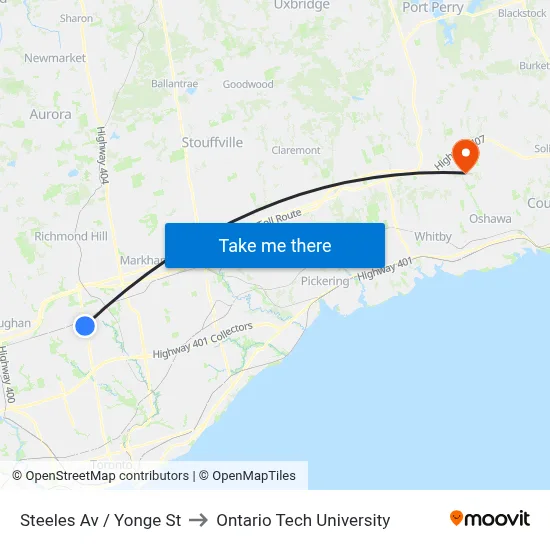 Steeles Av / Yonge St to Ontario Tech University map