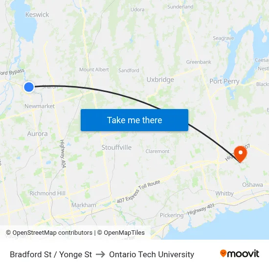 Bradford St / Yonge St to Ontario Tech University map