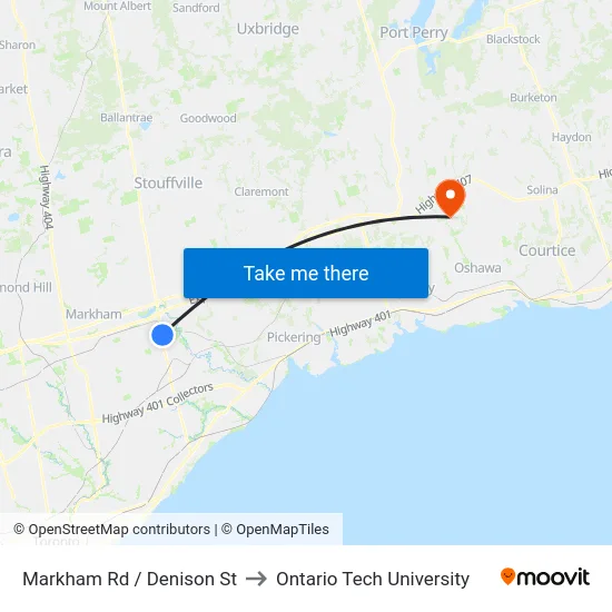 Markham Rd / Denison St to Ontario Tech University map