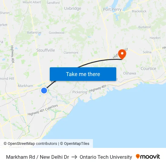 Markham Rd / New Delhi Dr to Ontario Tech University map