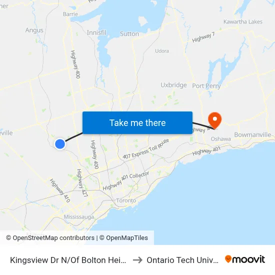 Kingsview Dr N/Of Bolton Heights Rd to Ontario Tech University map