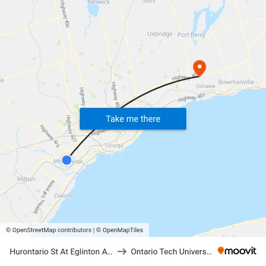 Hurontario St At Eglinton Ave to Ontario Tech University map