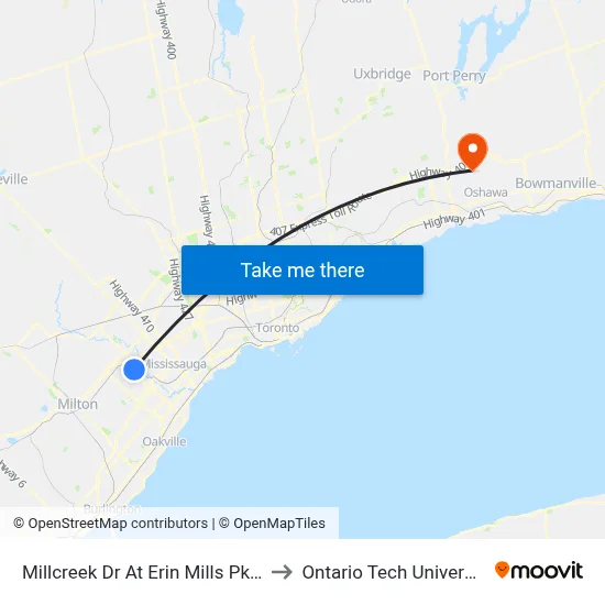 Millcreek Dr At Erin Mills Pkwy to Ontario Tech University map