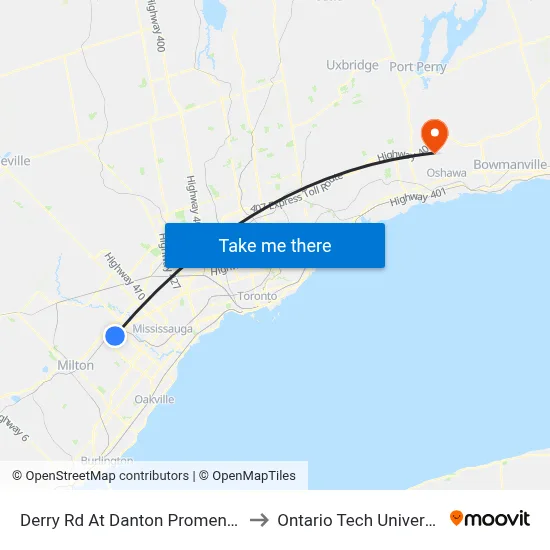 Derry Rd At Danton Promenade to Ontario Tech University map