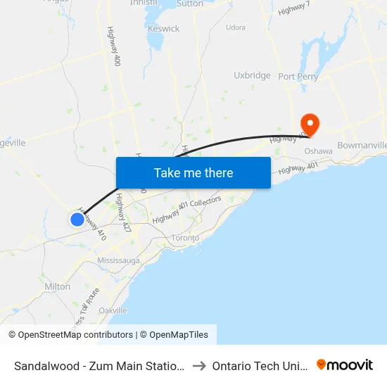 Sandalwood - Zum Main Station Stop Nb to Ontario Tech University map