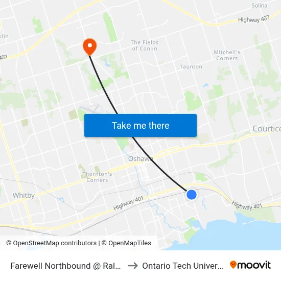 Farewell Northbound @ Raleigh to Ontario Tech University map