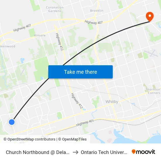 Church Northbound @ Delaney to Ontario Tech University map